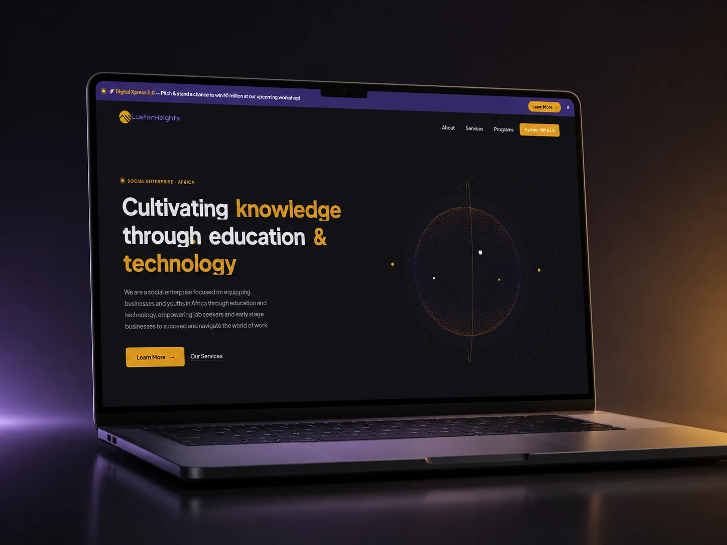 Lusterheights website presented on a laptop mockup